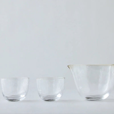Fūtō handcrafted Edo Glass Japanese sake set with elegant traditional drinkware design.