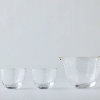 Fūtō handcrafted Edo Glass Japanese sake set with elegant traditional drinkware design.