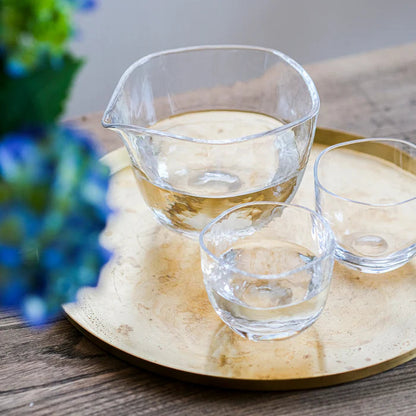 Fūtō handcrafted Edo Glass Japanese sake set with elegant traditional drinkware design.