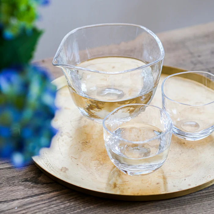 Fūtō handcrafted Edo Glass Japanese sake set with elegant traditional drinkware design.