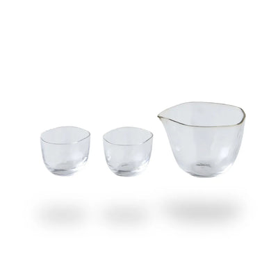 Fūtō handcrafted Edo Glass Japanese sake set with elegant traditional drinkware design.