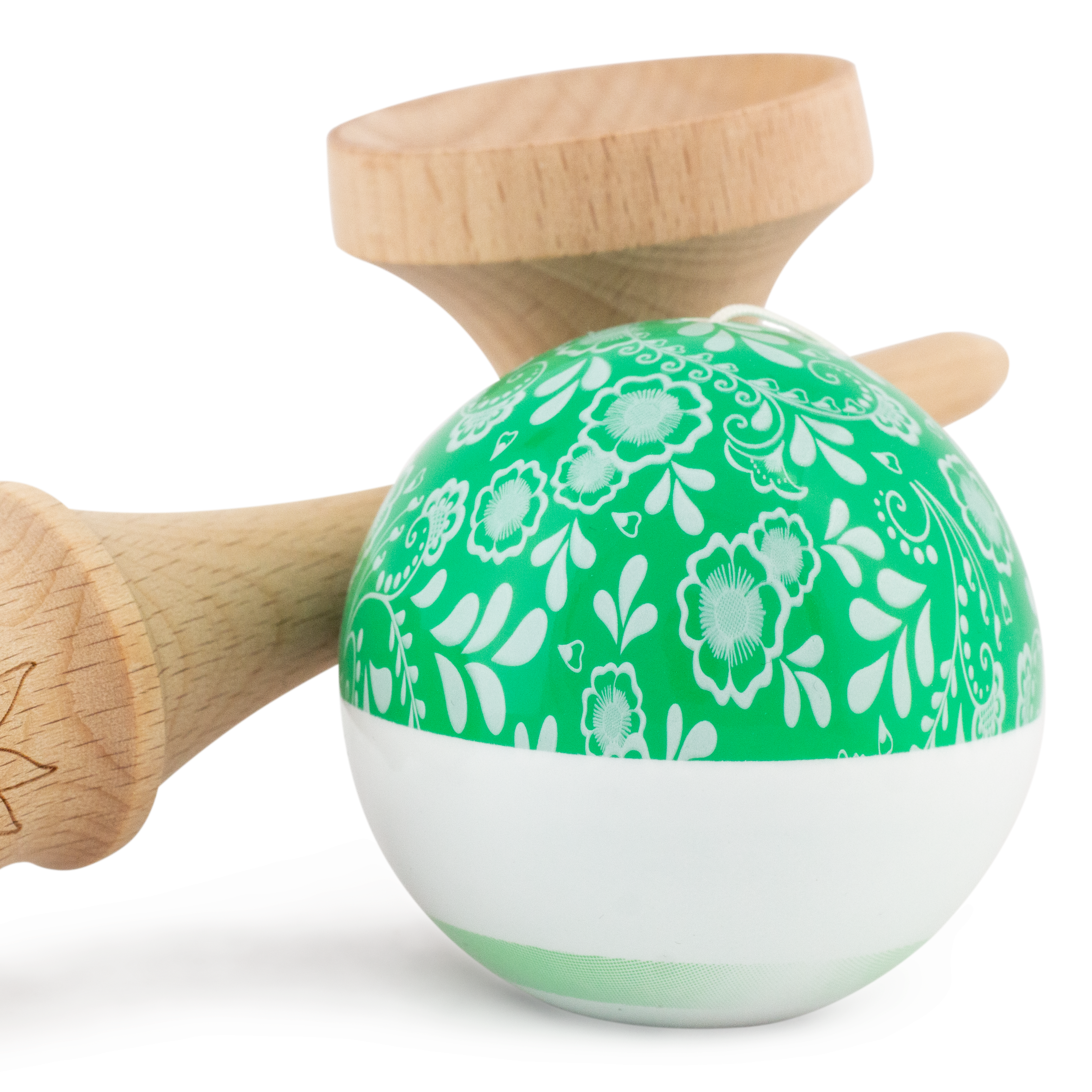Green Bloom Kendama by Lotus Kendamas – premium wooden skill toy for balance, tricks, and freestyle play.