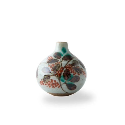 Handmade Japanese Hagi Tesai Kabin ceramic flower vase in traditional wabi-sabi style for Ikebana or minimalist home décor.