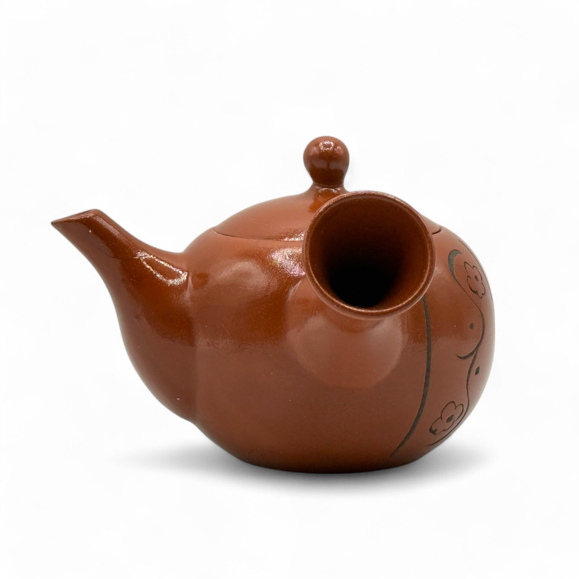 Handcrafted Yixing Tokusa Red Tokoname-yaki Kyusu Japanese teapot for authentic loose leaf tea brewing.