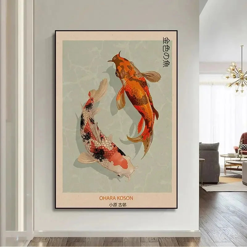 Japanese Hokusai Ohara Koson wall art print, traditional ukiyo-e style, perfect for home decor and art collectors.