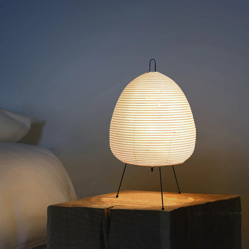 Japanese Akari Wabi-sabi Yong table lamp with minimalist design, perfect for elegant home lighting and modern decor.