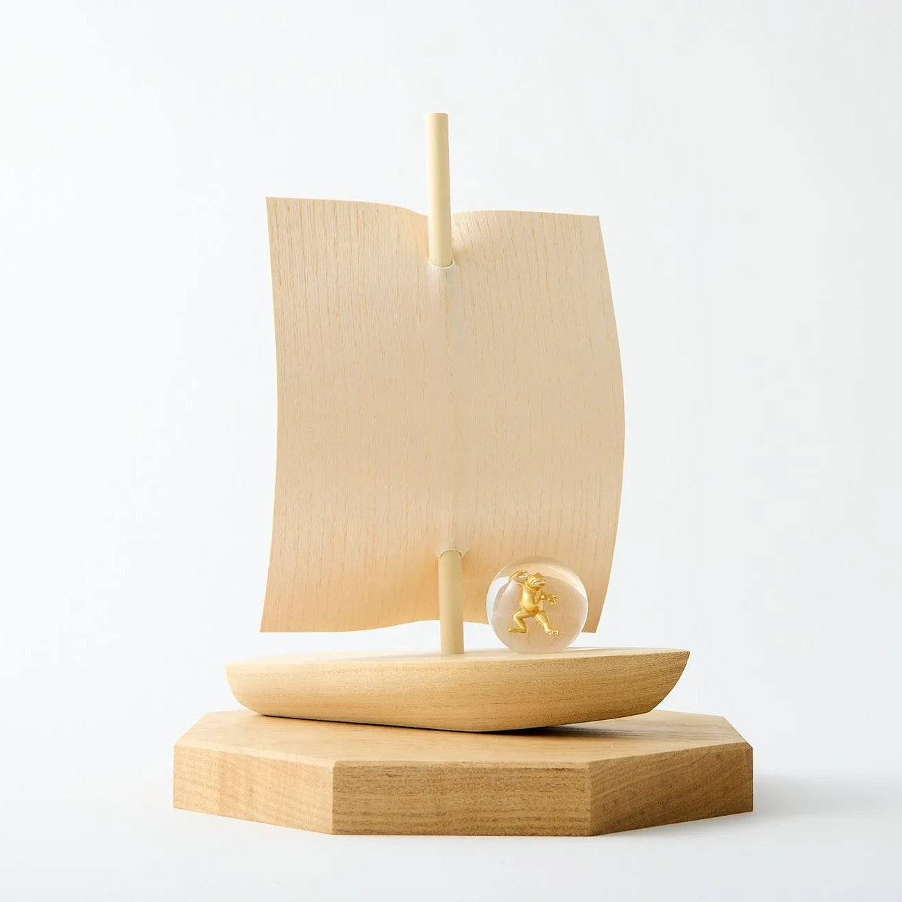 Golden Frog on a Japanese treasure ship, symbolizing luck, fortune, and prosperity.