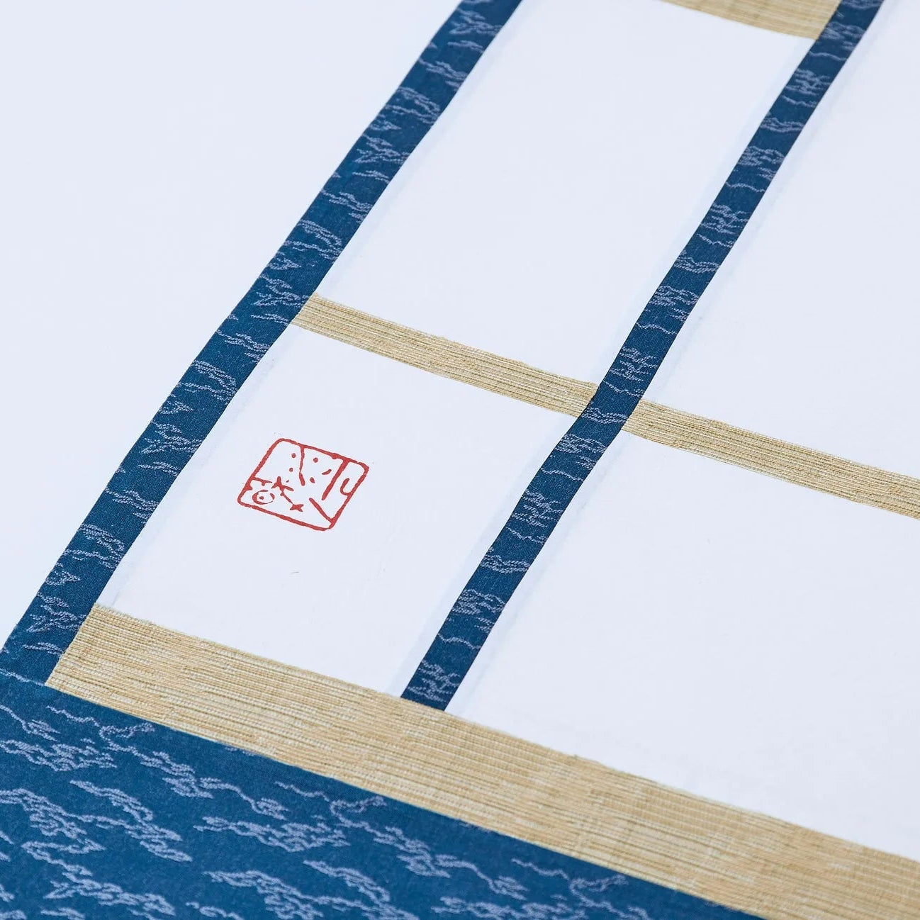 Japanese hanging scroll titled Frame of Self, inspired by Mondrian, minimalist abstract wall art.