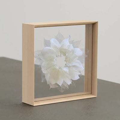Handcrafted Japanese Hinoki wood square display frame for minimalist home decor.