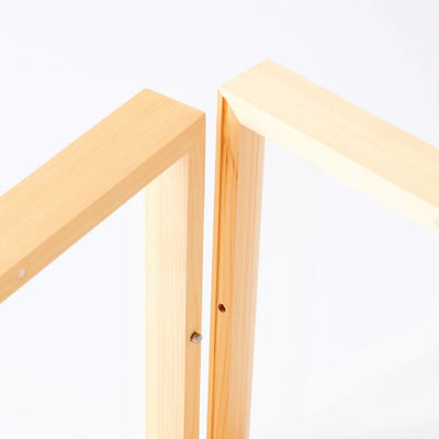 Handcrafted Japanese Hinoki wood square display frame for minimalist home decor.