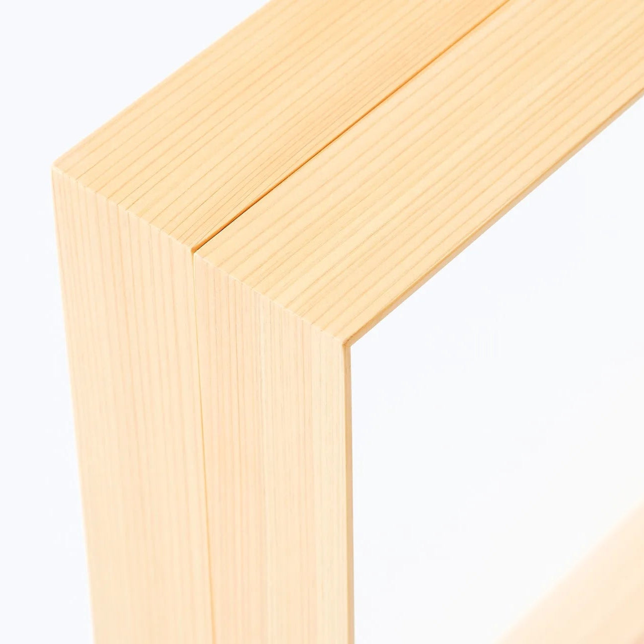Handcrafted Japanese Hinoki wood square display frame for minimalist home decor.