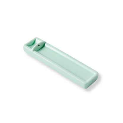 Handmade Japanese long celadon incense holder – ceramic tray for traditional and minimalist incense rituals.