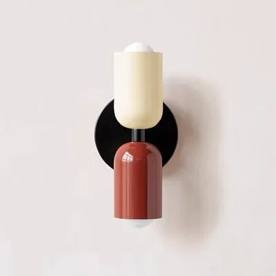 Japanese macaron wall lamp with up-down lighting, perfect for ambient light in modern or minimalist home decor settings.