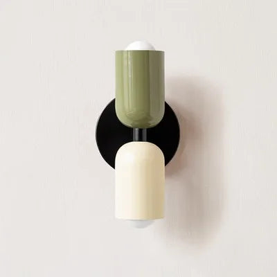 Japanese macaron wall lamp with up-down lighting, perfect for ambient light in modern or minimalist home decor settings.