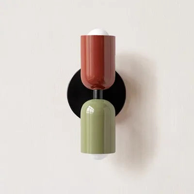 Japanese macaron wall lamp with up-down lighting, perfect for ambient light in modern or minimalist home decor settings.