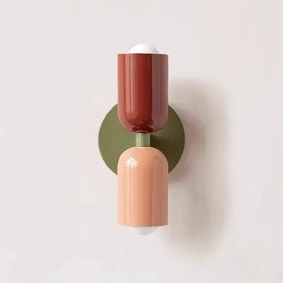 Japanese macaron wall lamp with up-down lighting, perfect for ambient light in modern or minimalist home decor settings.
