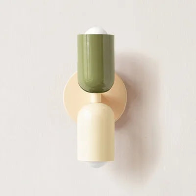 Japanese macaron wall lamp with up-down lighting, perfect for ambient light in modern or minimalist home decor settings.