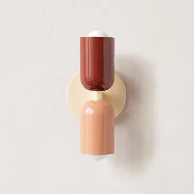Japanese macaron wall lamp with up-down lighting, perfect for ambient light in modern or minimalist home decor settings.