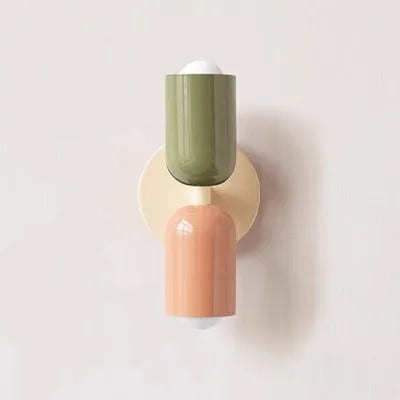 Japanese macaron wall lamp with up-down lighting, perfect for ambient light in modern or minimalist home decor settings.
