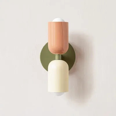Japanese macaron wall lamp with up-down lighting, perfect for ambient light in modern or minimalist home decor settings.