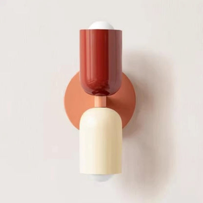 Japanese macaron wall lamp with up-down lighting, perfect for ambient light in modern or minimalist home decor settings.