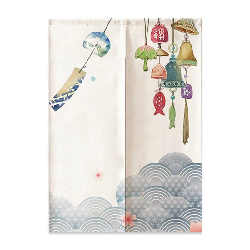 Traditional Japanese Noren curtain for doorways and room dividers, crafted with high-quality fabric and authentic Japanese designs.