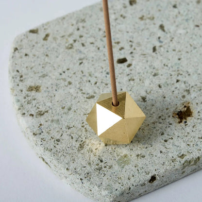 Japanese Oya stone incense set with plate and holder, perfect for minimalist aromatherapy and Zen rituals.