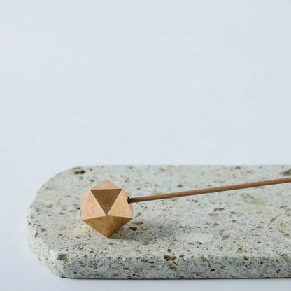 Japanese Oya stone incense set with plate and holder, perfect for minimalist aromatherapy and Zen rituals.