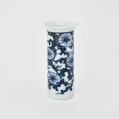 Handcrafted Japanese ceramic flower vase with pine tree design, perfect for minimalist or Zen-inspired home decor.