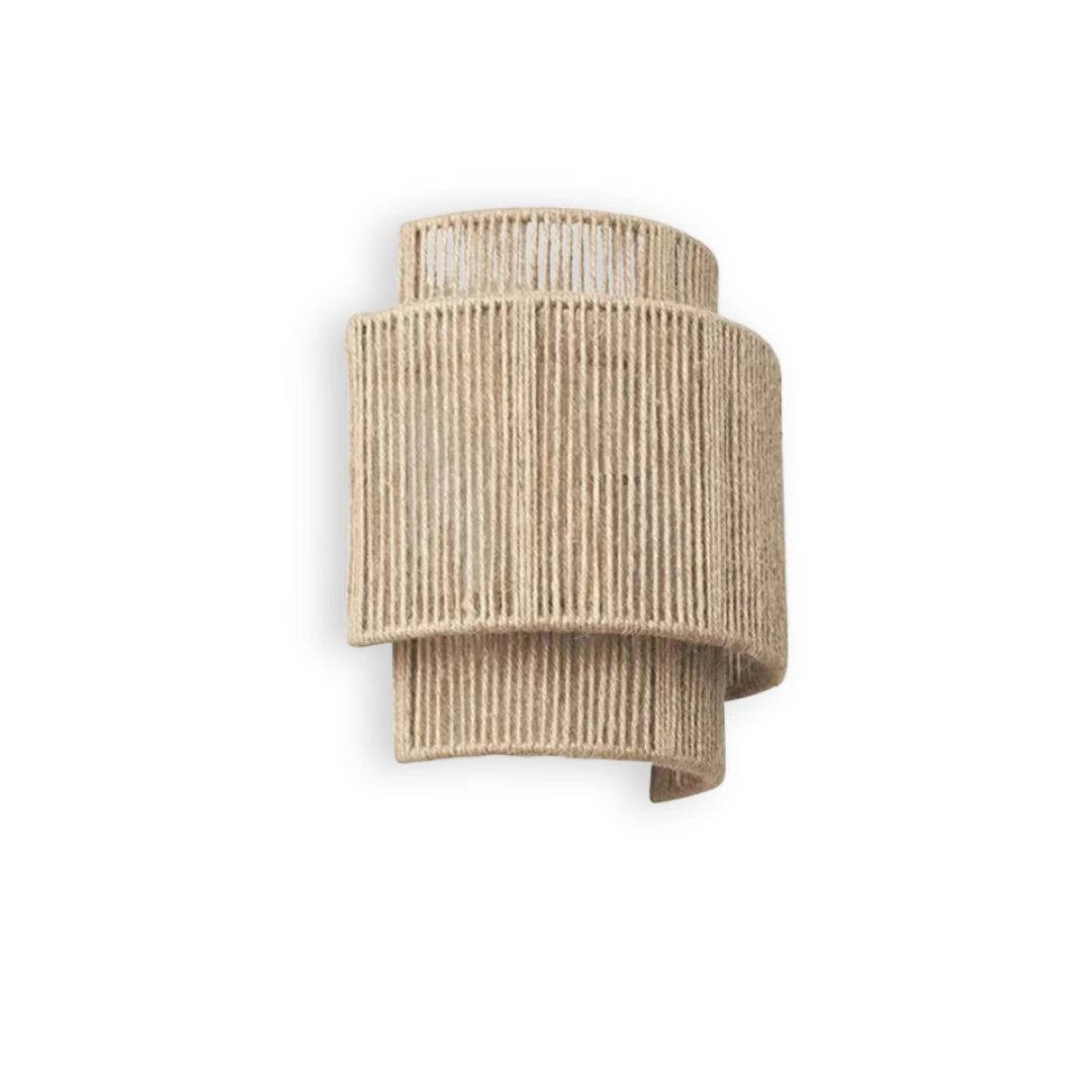 Japanese retro rattan wall lamp with soft ambient glow for minimalist and Zen-inspired interiors.