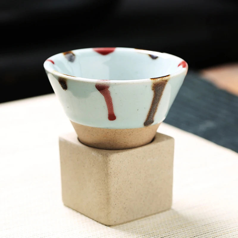 Japanese-style retro ceramic coffee cup with vintage design, ideal for tea or coffee lovers and home decor enthusiasts.