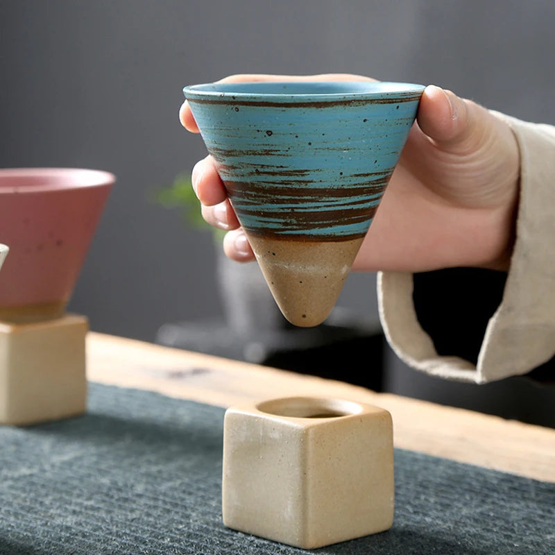 Japanese-style retro ceramic coffee cup with vintage design, ideal for tea or coffee lovers and home decor enthusiasts.