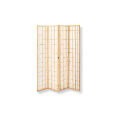 Elegant Japanese shoji screen room divider with wooden frame and light-filtering panels.