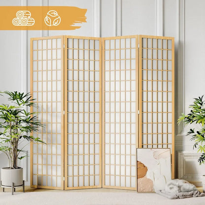 Elegant Japanese shoji screen room divider with wooden frame and light-filtering panels.