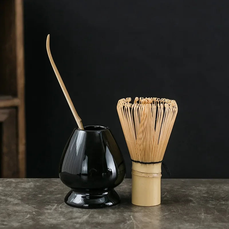 Japanese traditional matcha tea set with bowl, whisk, and scoop, perfect for authentic tea ceremonies and home brewing.