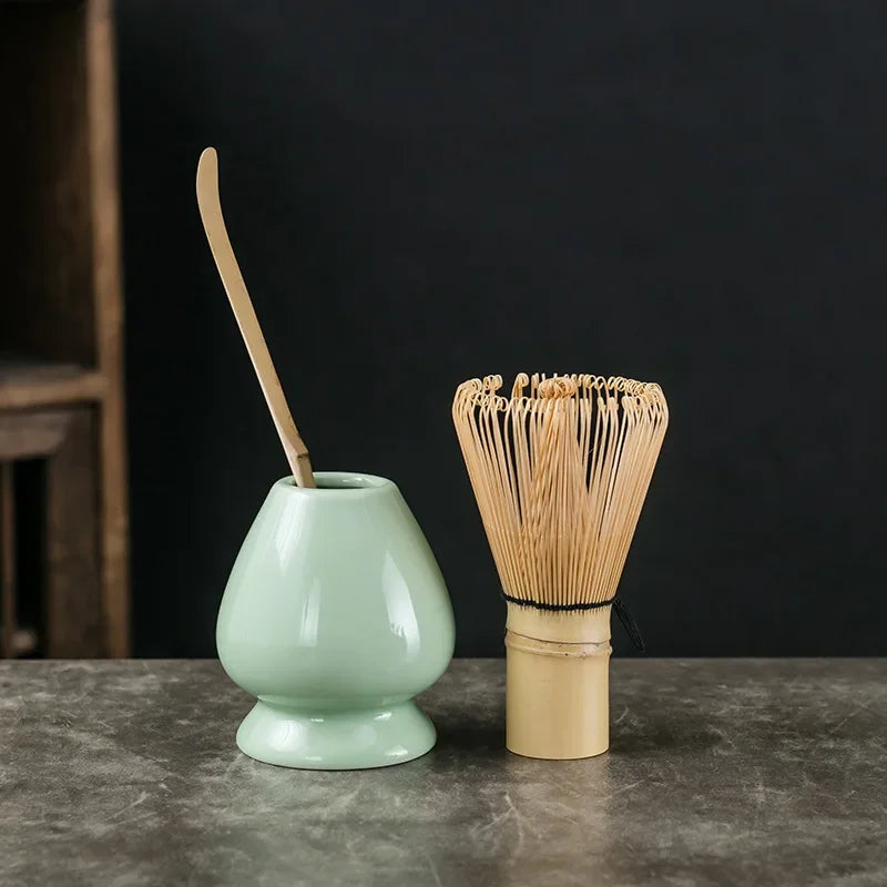 Japanese traditional matcha tea set with bowl, whisk, and scoop, perfect for authentic tea ceremonies and home brewing.