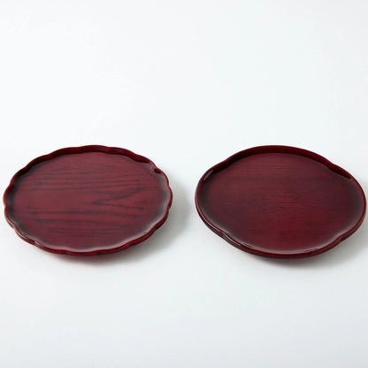 Japanese wooden plate set made from natural Hokkaido ash wood, minimalist traditional tableware for dining.