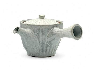 Kiku Kohiki rustic white Tokoname-yaki Kyusu Japanese teapot, traditional ceramic tea pot for brewing green tea.
