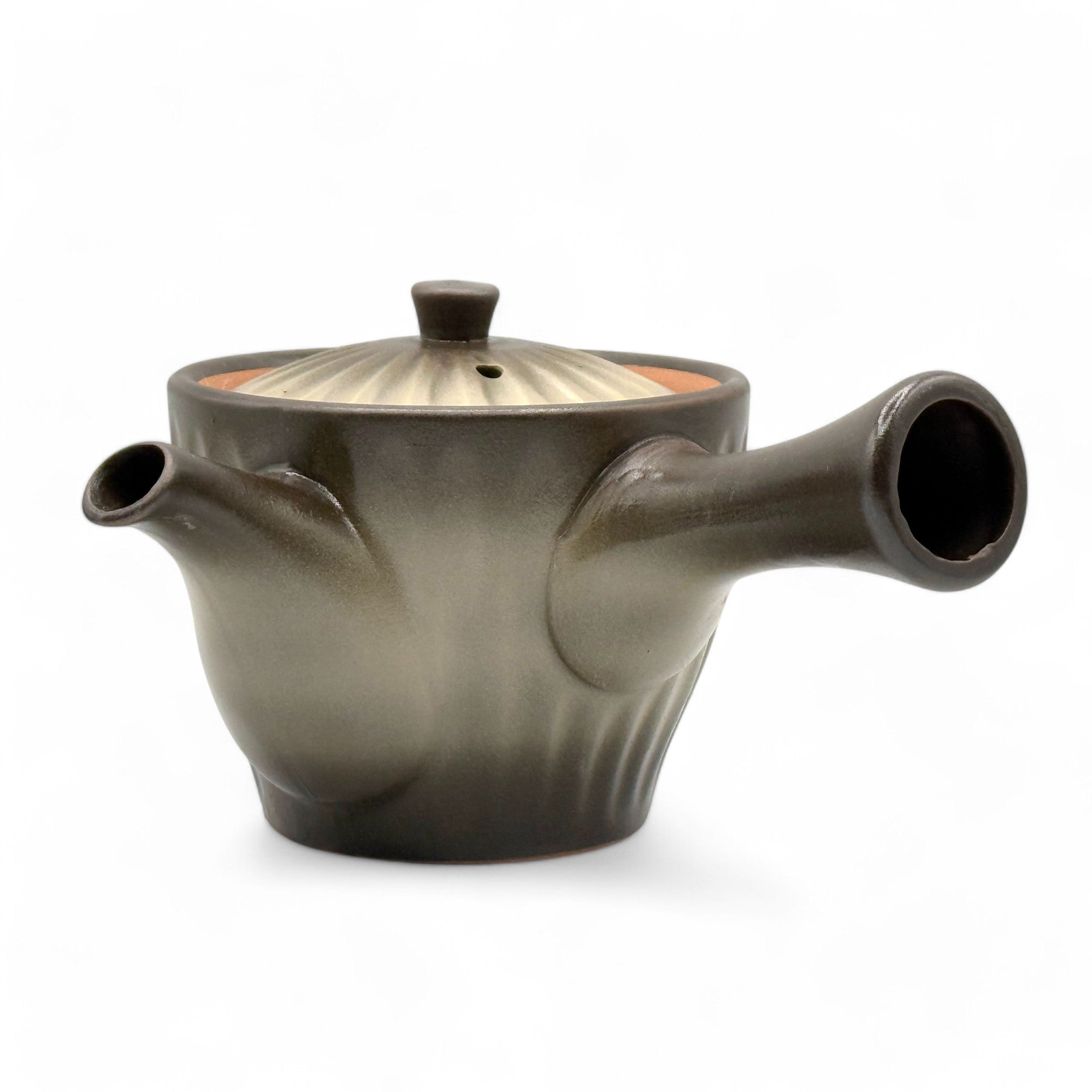 Kinsai Ibushi brown Tokoname-yaki Kyusu Japanese teapot, handcrafted traditional ceramic for authentic tea brewing.