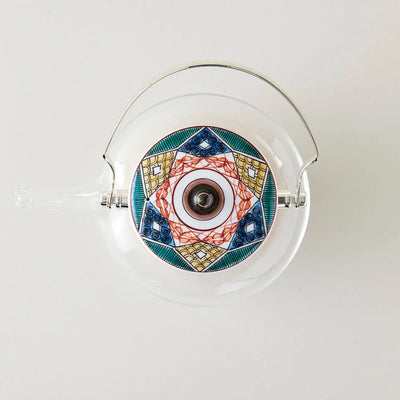 Kōdai Ko-Kutani glass teapot with diamond motif, elegant Japanese craftsmanship for tea lovers.