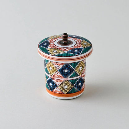 Kōdai Ko-Kutani glass teapot with diamond motif, elegant Japanese craftsmanship for tea lovers.
