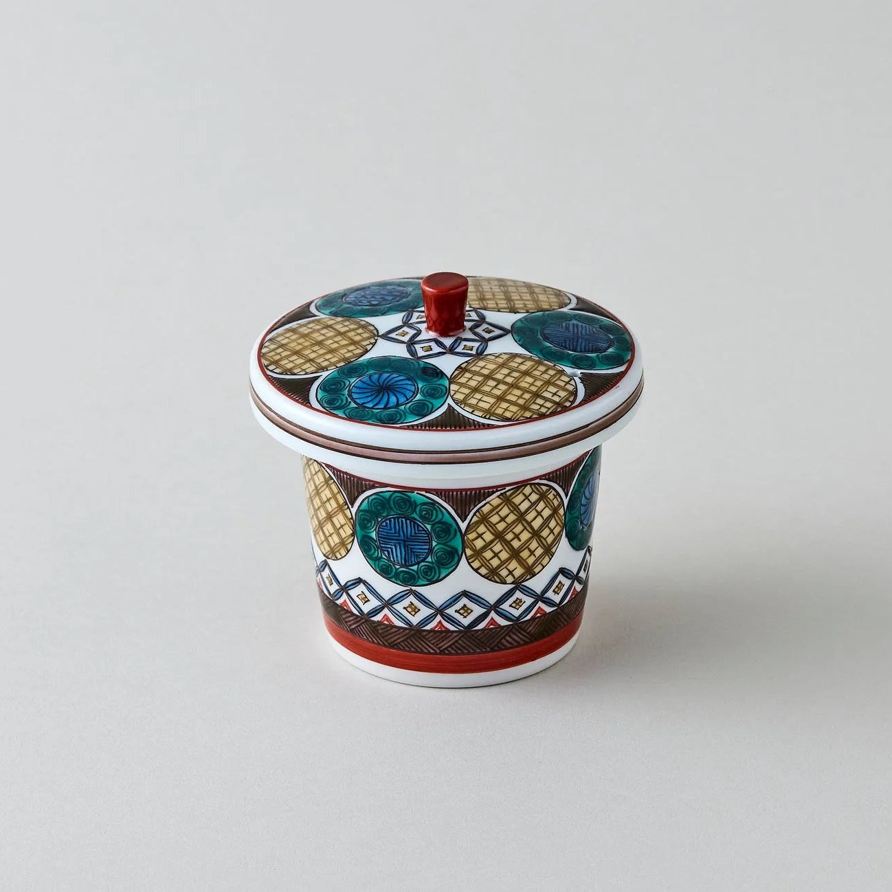 Kokuten Kutani glass teapot with Ko-Kutani circle motif, handcrafted Japanese teaware for tea lovers.