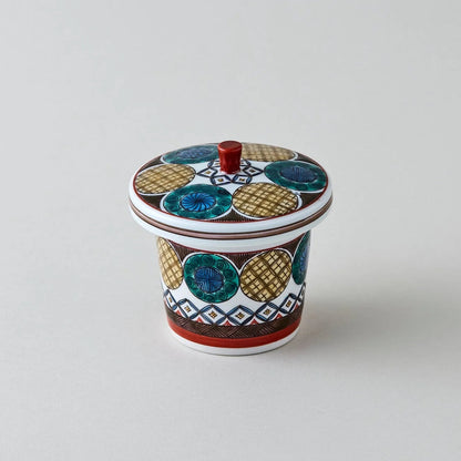 Kokuten Kutani glass teapot with Ko-Kutani circle motif, handcrafted Japanese teaware for tea lovers.
