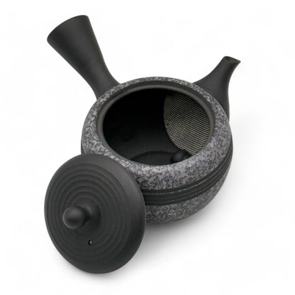 Komaru Gray Tokoname-yaki Kyusu Japanese teapot, traditional handcrafted ceramic for brewing green tea.
