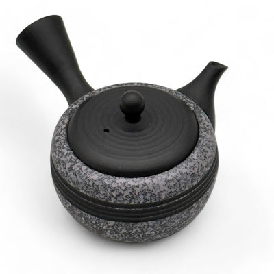 Komaru Gray Tokoname-yaki Kyusu Japanese teapot, traditional handcrafted ceramic for brewing green tea.