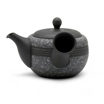 Komaru Gray Tokoname-yaki Kyusu Japanese teapot, traditional handcrafted ceramic for brewing green tea.