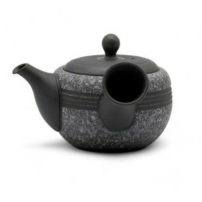 Komaru Gray Tokoname-yaki Kyusu Japanese teapot, traditional handcrafted ceramic for brewing green tea.