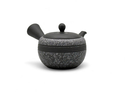 Komaru Gray Tokoname-yaki Kyusu Japanese teapot, traditional handcrafted ceramic for brewing green tea.