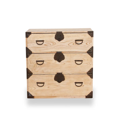 Komorebi antique Japanese tansu dresser made of bleached wood, showcasing wabi-sabi style and traditional craftsmanship.