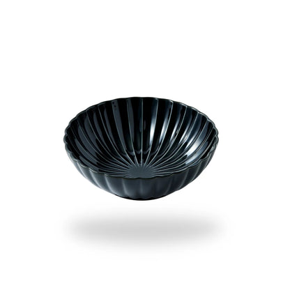 Kurokage large deep round bowl in ink black ceramic – elegant Japanese tableware for modern, minimalist dining.
